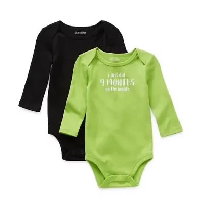 Okie Dokie Baby Girls Crew Neck Long Sleeve Rib 2-pc. Bodysuit