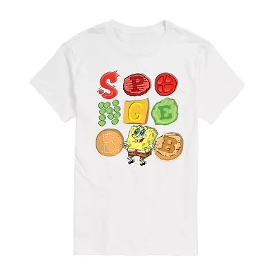 Mens Crew Neck Short Sleeve Classic Fit Spongebob Graphic T-Shirt