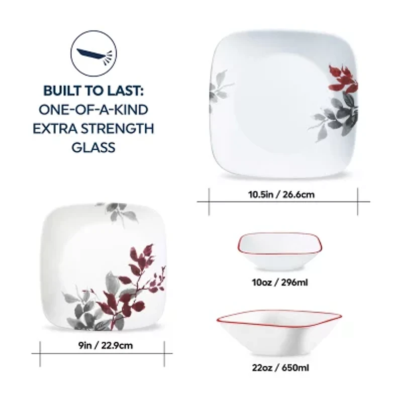 Corelle Kyoto Leaves 16-pc. Glass Dinnerware Set
