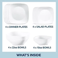 Corelle Vivid White 16-pc. Glass Dinnerware Set