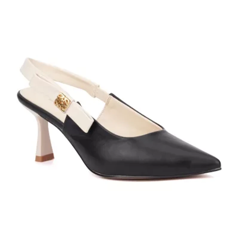 Torgeis Inessa Womens Pointed Flared Heel Pumps