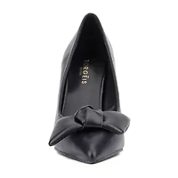 Torgeis Tamrina Womens Pointed Closed Toe Flared Heel Pumps
