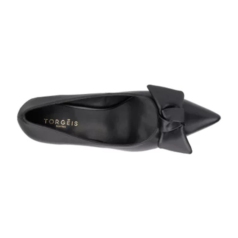 Torgeis Tamrina Womens Pointed Closed Toe Flared Heel Pumps