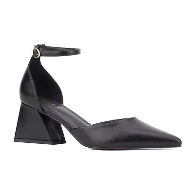 Torgeis Vicki Womens Pointed Closed Toe Block Heel Pumps