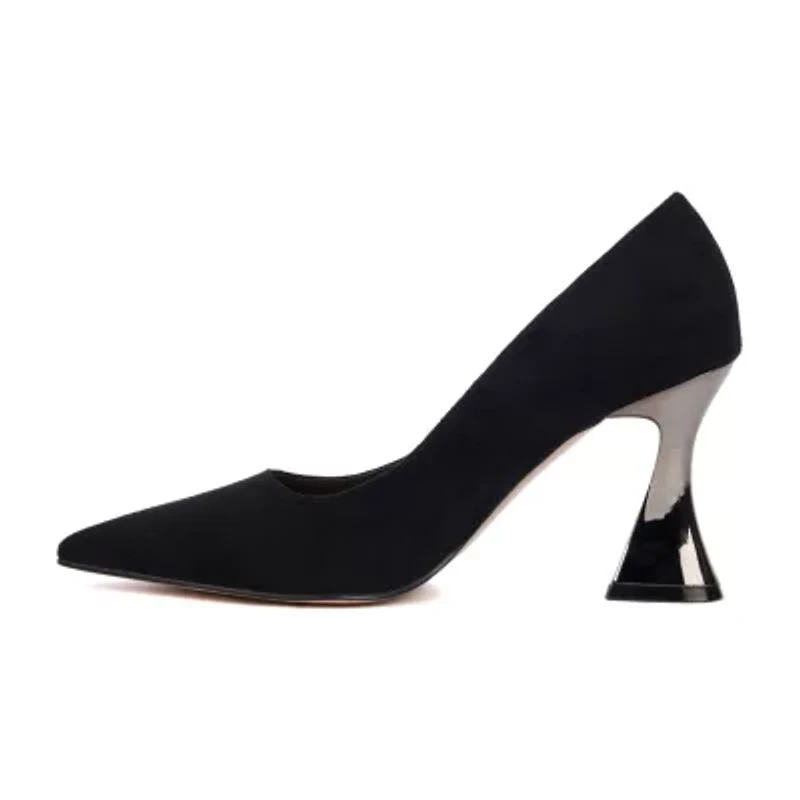 Torgeis Adena Womens Pointed Closed Toe Flared Heel Pumps