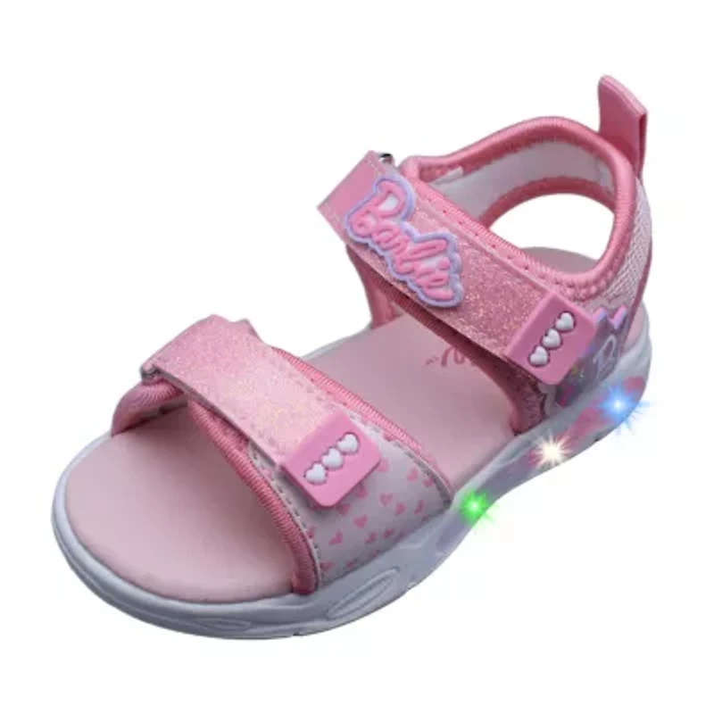 Barbie Light Up Toddler Girls Adjustable Strap Footbed Sandals