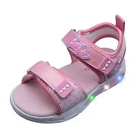 Barbie Light Up Toddler Girls Adjustable Strap Footbed Sandals