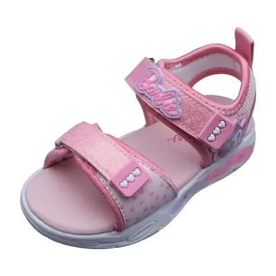 Barbie Light Up Toddler Girls Adjustable Strap Footbed Sandals