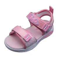 Barbie Light Up Toddler Girls Adjustable Strap Footbed Sandals