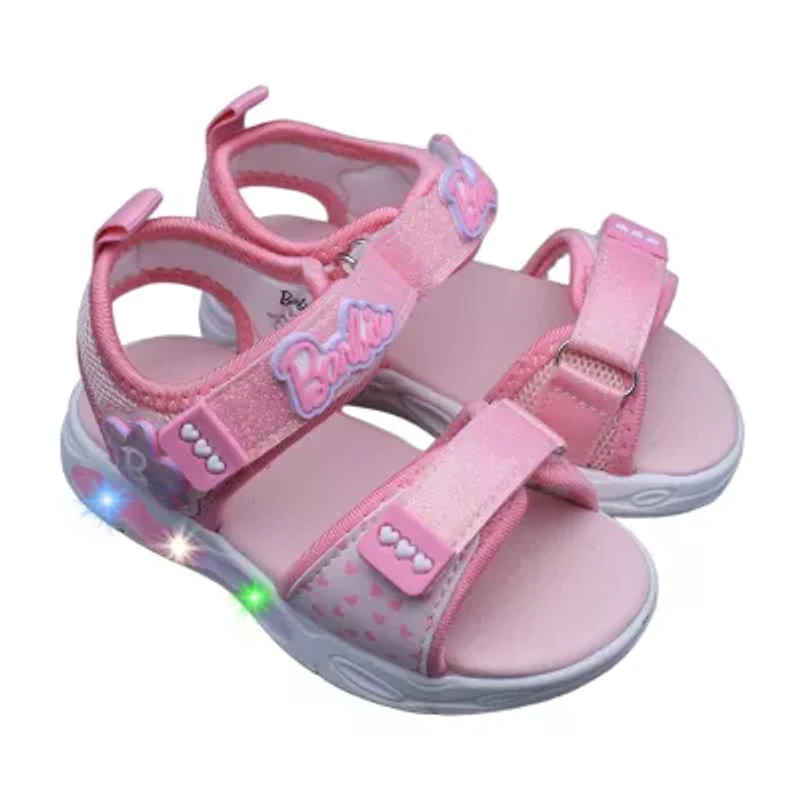 Barbie Light Up Toddler Girls Adjustable Strap Footbed Sandals