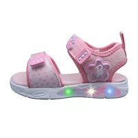 Barbie Light Up Toddler Girls Adjustable Strap Footbed Sandals