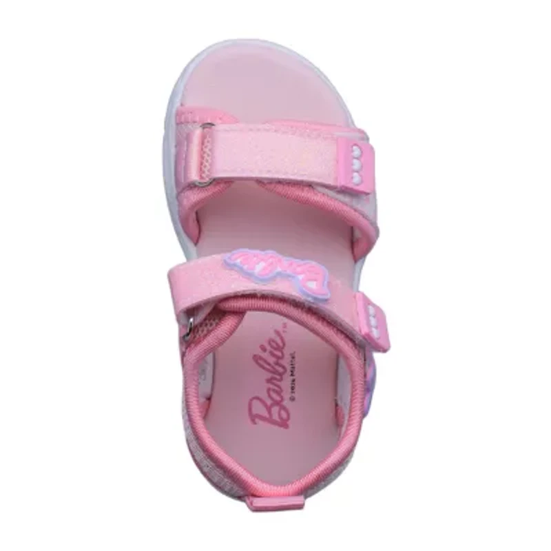 Barbie Light Up Toddler Girls Adjustable Strap Footbed Sandals