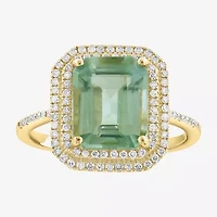 Effy Final Call (H-I / I1-I2) Womens 1/4 CT. T.W. Genuine Green Amethyst 14K Gold Cocktail Ring