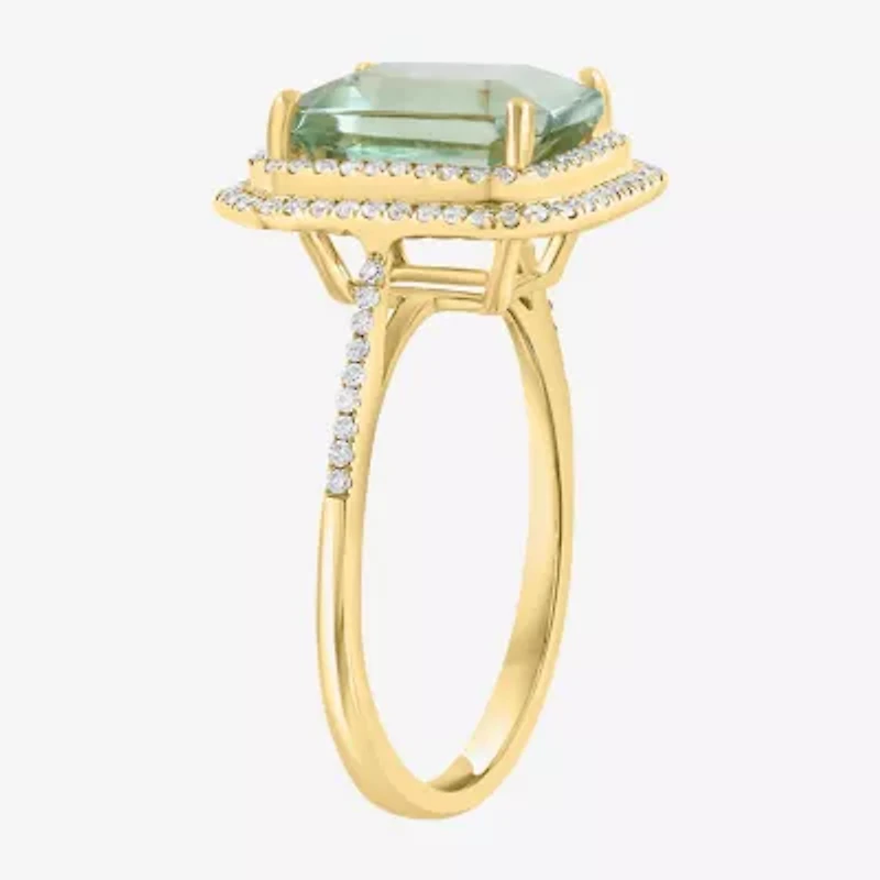 Effy Final Call (H-I / I1-I2) Womens 1/4 CT. T.W. Genuine Green Amethyst 14K Gold Cocktail Ring