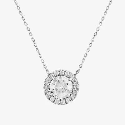 (G/Si2) Womens 1 3/4 CT. T.W. Lab Grown White Diamond 10K Gold Round 18 Inch Pendant Necklace