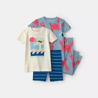 Carter's Toddler Boys Rib Crew Neck Short Sleeve 4-pc. Pajama Set
