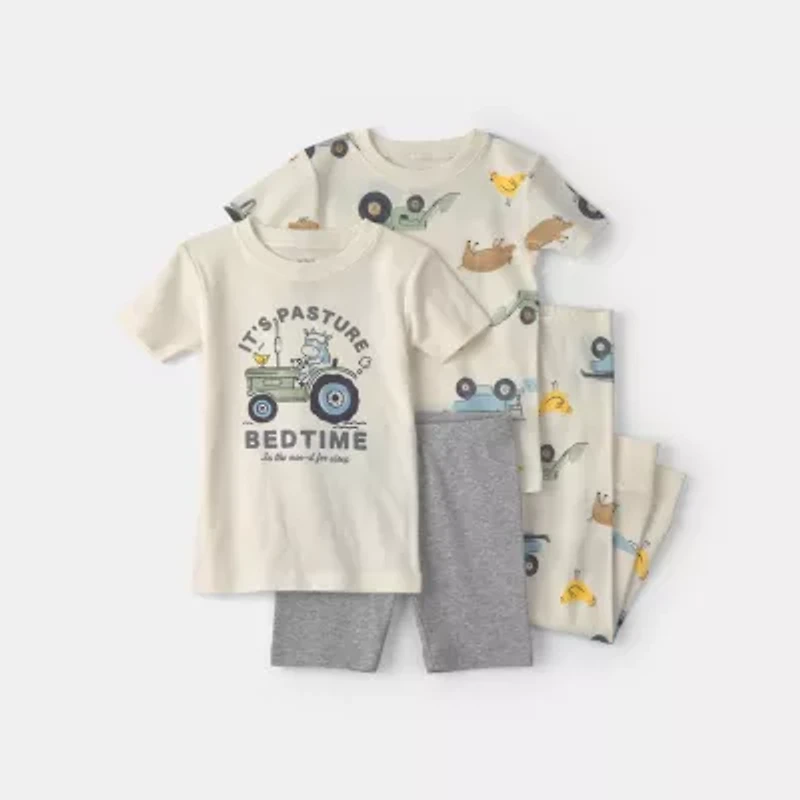 Carter's Toddler Boys Rib Crew Neck Short Sleeve 4-pc. Pajama Set