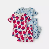 Carter's Toddler Girls Rib Crew Neck Short Sleeve 4-pc. Pajama Set