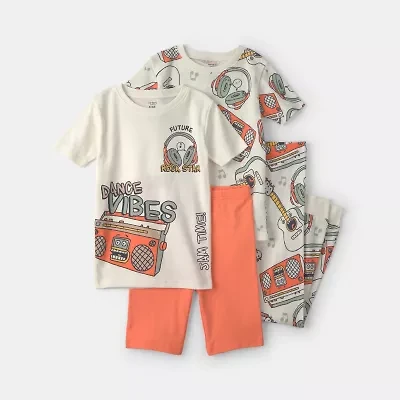 Carter's Little & Big Kid Boys Rib Crew Neck Short Sleeve 4-pc. Pajama Set