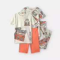 Carter's Little & Big Kid Boys Rib Crew Neck Short Sleeve 4-pc. Pajama Set