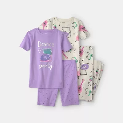 Carter's Little & Big Kid Girls Rib Crew Neck Short Sleeve 2-pc. Pajama Set