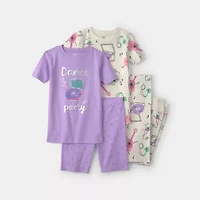 Carter's Little & Big Kid Girls Rib Crew Neck Short Sleeve 2-pc. Pajama Set