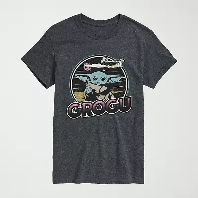 Novelty Mens Crew Neck Short Sleeve Regular Fit Baby Yoda Star Wars Graphic T-Shirt