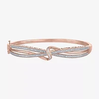 (I-J / I3) Womens 1/10 CT. T.W. Natural White Diamond 14k Rose Gold Over Brass Bangle Bracelet