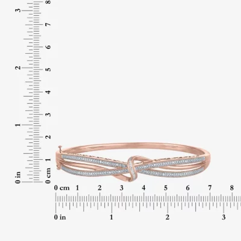 (I-J / I3) Womens 1/10 CT. T.W. Natural White Diamond 14k Rose Gold Over Brass Bangle Bracelet