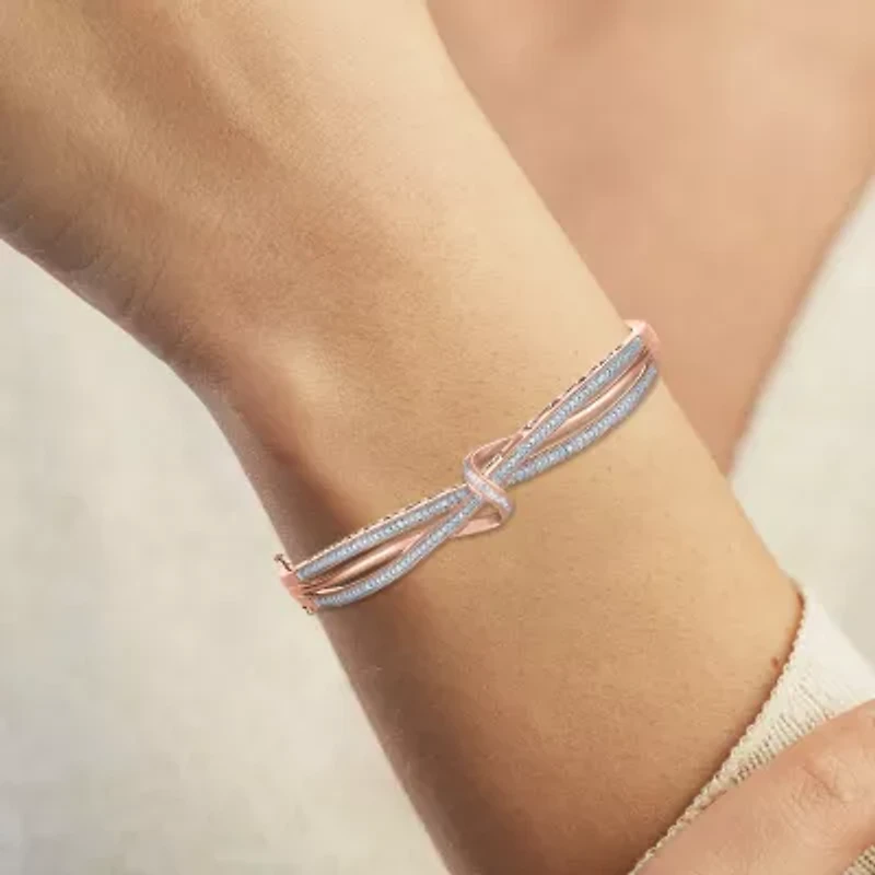 (I-J / I3) Womens 1/10 CT. T.W. Natural White Diamond 14k Rose Gold Over Brass Bangle Bracelet