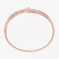 (I-J / I3) Womens 1/10 CT. T.W. Natural White Diamond 14k Rose Gold Over Brass Bangle Bracelet