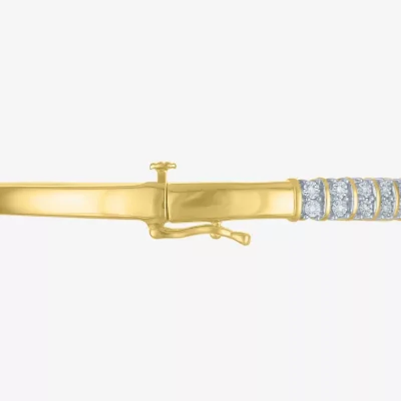(G-H / Si2-I1) Womens 1/10 CT. T.W. Lab Grown White Diamond 14K Gold Over Brass Bangle Bracelet