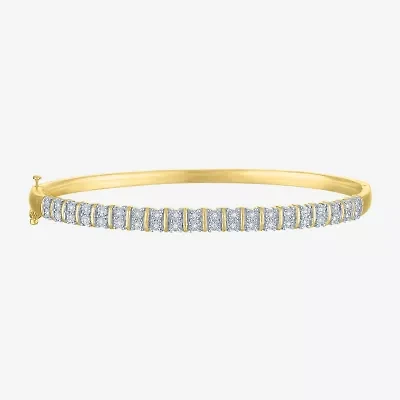 (G-H / Si2-I1) Womens 1/10 CT. T.W. Lab Grown White Diamond 14K Gold Over Brass Bangle Bracelet