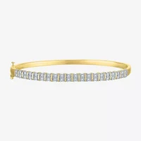 (G-H / Si2-I1) Womens 1/10 CT. T.W. Lab Grown White Diamond 14K Gold Over Brass Bangle Bracelet