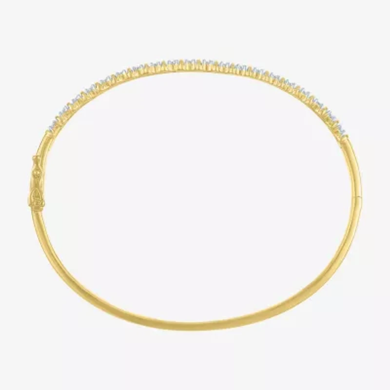 (G-H / Si2-I1) Womens 1/10 CT. T.W. Lab Grown White Diamond 14K Gold Over Brass Bangle Bracelet
