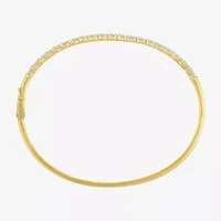 (G-H / Si2-I1) Womens 1/10 CT. T.W. Lab Grown White Diamond 14K Gold Over Brass Bangle Bracelet