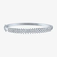 (G-H / I1-I2) Womens 1/2 CT. T.W. Lab Grown White Diamond Pure Silver Over Brass Bangle Bracelet