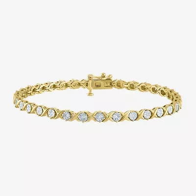 (G-H / I1-I2) Womens 1/10 CT. T.W. Lab Grown White Diamond 14K Gold Over Brass 7.25 Inch Tennis Bracelet