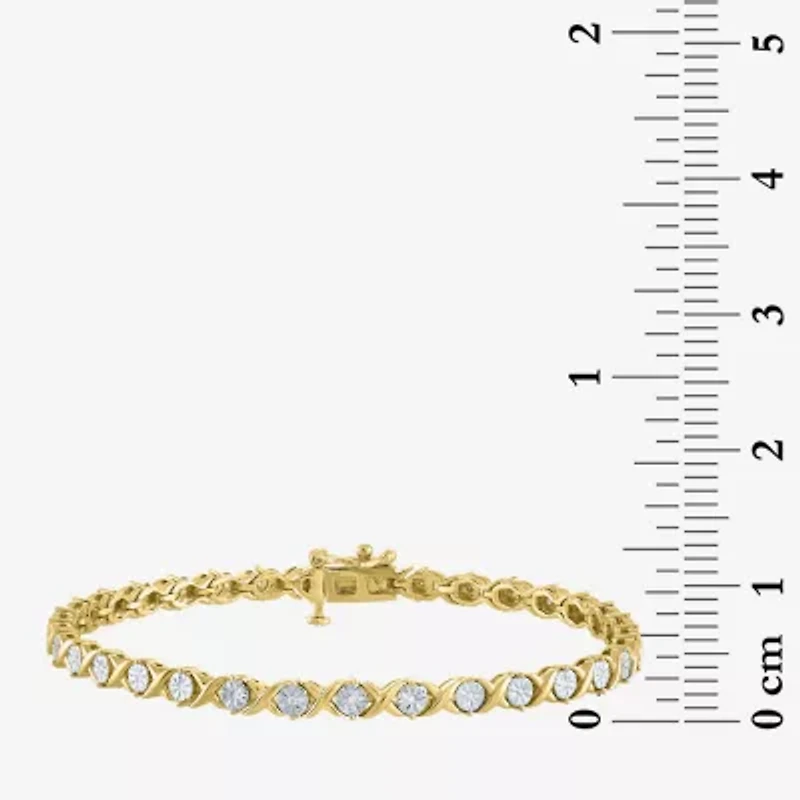 (G-H / I1-I2) Womens 1/10 CT. T.W. Lab Grown White Diamond 14K Gold Over Brass 7.25 Inch Tennis Bracelet