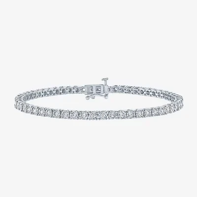 (G-H / Si2-I1) Womens 1 CT. T.W. Lab Grown White Diamond Pure Silver Over Brass 7.25 Inch Tennis Bracelet