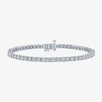 (G-H / Si2-I1) Womens 1 CT. T.W. Lab Grown White Diamond Pure Silver Over Brass 7.25 Inch Tennis Bracelet