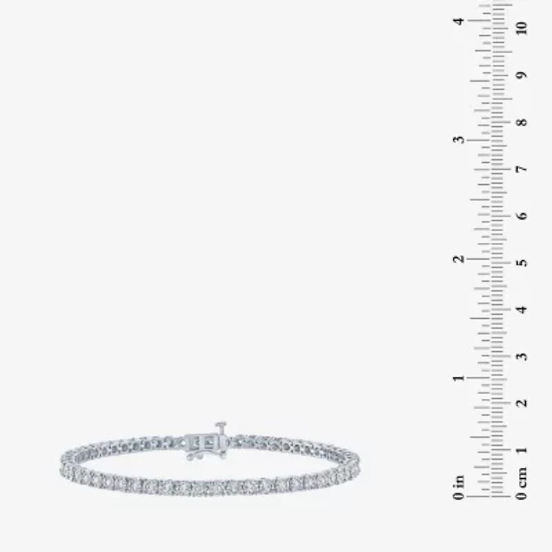 (G-H / Si2-I1) Womens 1 CT. T.W. Lab Grown White Diamond Pure Silver Over Brass 7.25 Inch Tennis Bracelet
