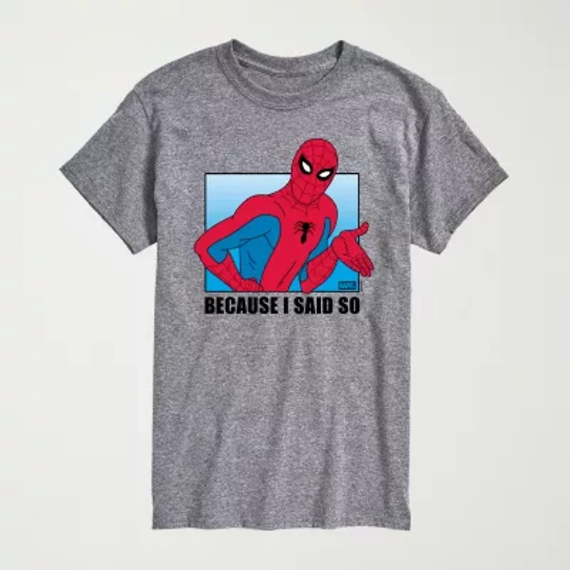 Novelty Mens Crew Neck Short Sleeve Regular Fit Spiderman Graphic T-Shirt
