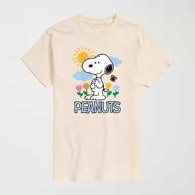 Novelty Mens Crew Neck Short Sleeve Regular Fit Peanuts Snoopy Graphic T-Shirt