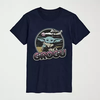 Novelty Mens Crew Neck Short Sleeve Regular Fit Baby Yoda Star Wars Graphic T-Shirt