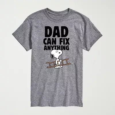 Novelty Mens Crew Neck Short Sleeve Regular Fit Peanuts Snoopy Graphic T-Shirt