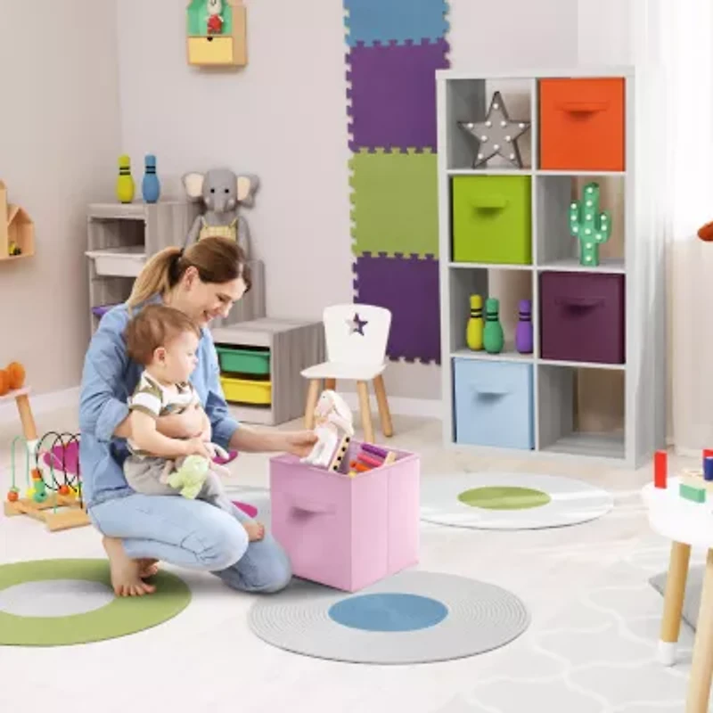 Sorbus 8 Pack 13" Clear Plastic Foldable Cubes With Handles Storage Cube