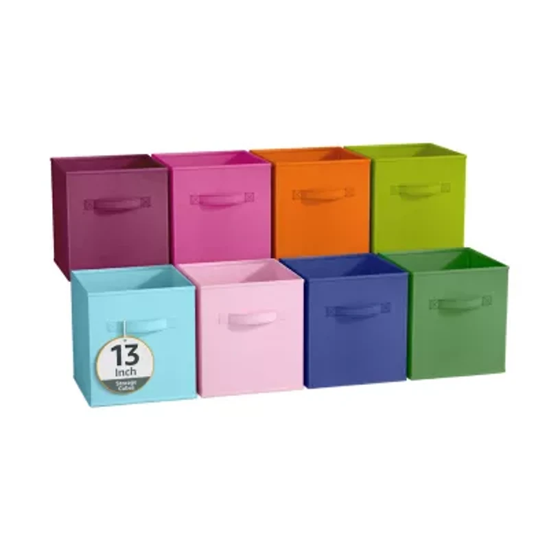 Sorbus 8 Pack 13" Clear Plastic Foldable Cubes With Handles Storage Cube