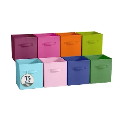 Sorbus 8 Pack 13" Clear Plastic Foldable Cubes With Handles Storage Cube