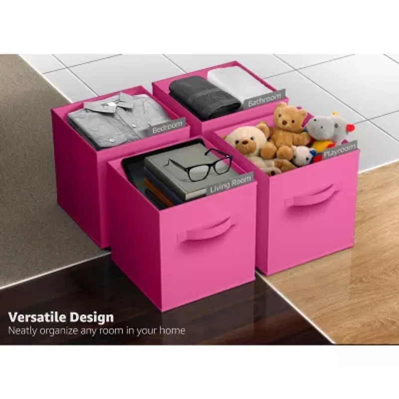 Sorbus 8 Pack 13" Clear Plastic Foldable Cubes With Handles Storage Cube